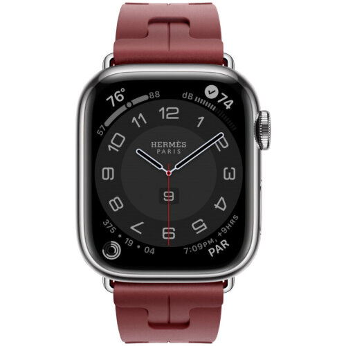 Apple Watch Hermes Series 12 46mm, спортивный ремешок Kilim красный