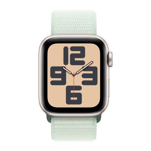 Apple Watch SE (2023) 44mm, Starlight Aluminum Case with Sport Loop - Soft Mint (Мятный)