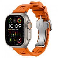Apple Watch Ultra 3 49mm Titanium, спортивный ремешок Hermes Kilim оранжевый