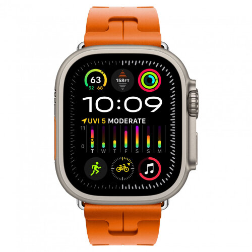 Apple Watch Ultra 3 49mm Titanium, спортивный ремешок Hermes Kilim оранжевый
