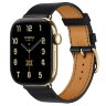 Apple Watch Hermès Series 12 42mm, Radiant Gold Titanium, ремешок Single Tour черный (Noir)