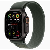 Apple Watch Ultra 2 49mm Black Titanium Case with Green Trail Loop (M/L)