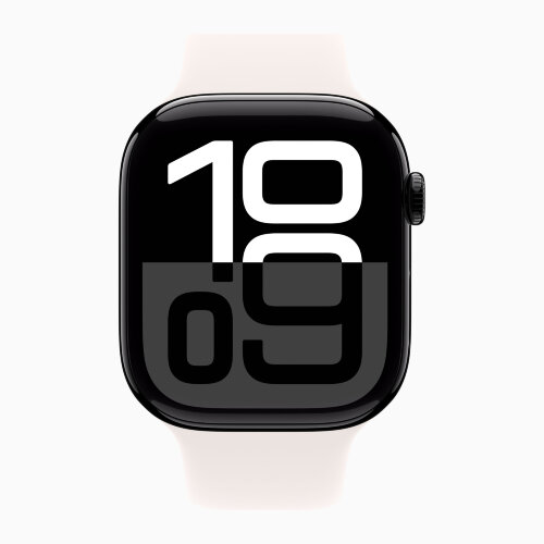 Apple Watch Series 10 42mm, Jet Black Aluminum Case with Sport Band - Light Blush