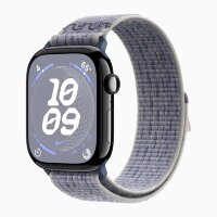 Apple Watch Series 10 46mm, Jet Black Aluminum Case with Nike Sport Loop - Grey/Blue