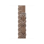 Ремешок Hermes для Apple Watch 42mm Bridon Lisere Attelage Double Tour - Бежевый/Белый (Beige de Weimar / Blanc)