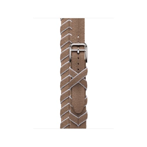 Ремешок Hermes для Apple Watch 42mm Bridon Lisere Attelage Double Tour - Бежевый/Белый (Beige de Weimar / Blanc)