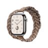 Ремешок Hermes для Apple Watch 42mm Bridon Lisere Attelage Double Tour - Бежевый/Белый (Beige de Weimar / Blanc)