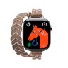 Ремешок Hermes для Apple Watch 42mm Bridon Lisere Attelage Double Tour - Бежевый/Белый (Beige de Weimar / Blanc)