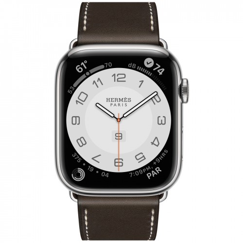 Apple Watch Hermes Series 8 45 мм ремешок из тёмно-коричневой кожи с раскладывающейся застёжкой