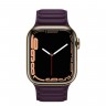 Apple Watch Series 7 41 мм, золотая нержавеющая сталь, браслет из кожи «Тёмная вишня»