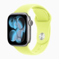 Apple Watch Series 11 42mm, Space Gray Aluminum Case with Sport Band - Neon Yellow