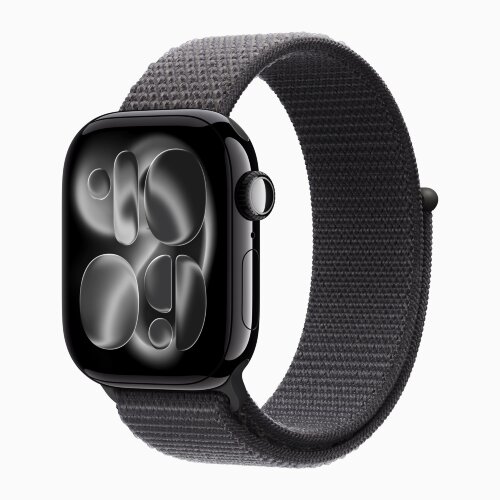 Apple Watch Series 11 42mm, Jet Black Aluminum Case with Sport Loop - Dark Gray