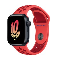 Apple Watch Series 8 Nike 41mm, Midnight Aluminum Case with Sport Band - Bright Crimson/Gym Red