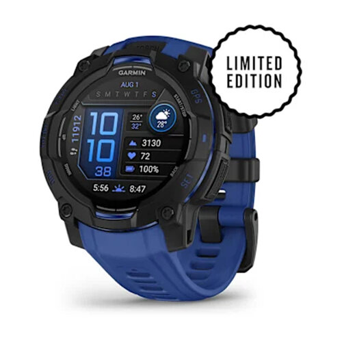 Умные часы Garmin Instinct 3 45mm, AMOLED, Black, Bolt Blue/Black Band