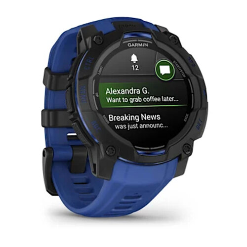 Умные часы Garmin Instinct 3 45mm, AMOLED, Black, Bolt Blue/Black Band