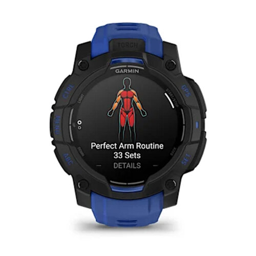 Умные часы Garmin Instinct 3 45mm, AMOLED, Black, Bolt Blue/Black Band