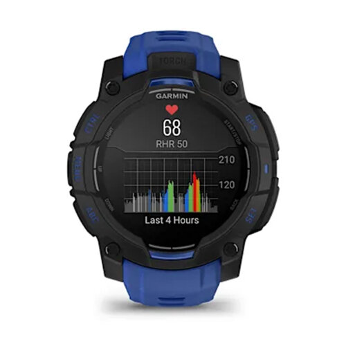 Умные часы Garmin Instinct 3 45mm, AMOLED, Black, Bolt Blue/Black Band