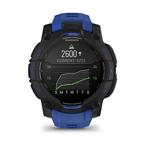 Умные часы Garmin Instinct 3 45mm, AMOLED, Black, Bolt Blue/Black Band