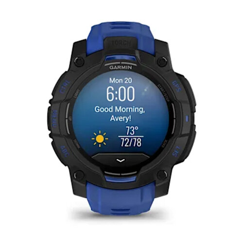 Умные часы Garmin Instinct 3 45mm, AMOLED, Black, Bolt Blue/Black Band