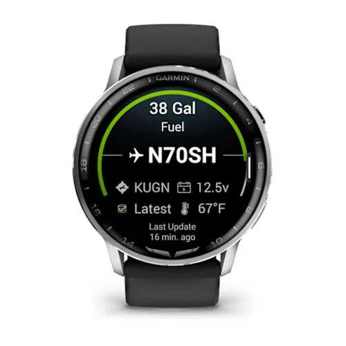 Умные часы Garmin D2 Air X15 45mm, Silver, Black Silicone Band