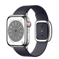 Apple Watch Series 8 41mm Silver Stainless Steel Case with Modern Buckle (Small) - Ink