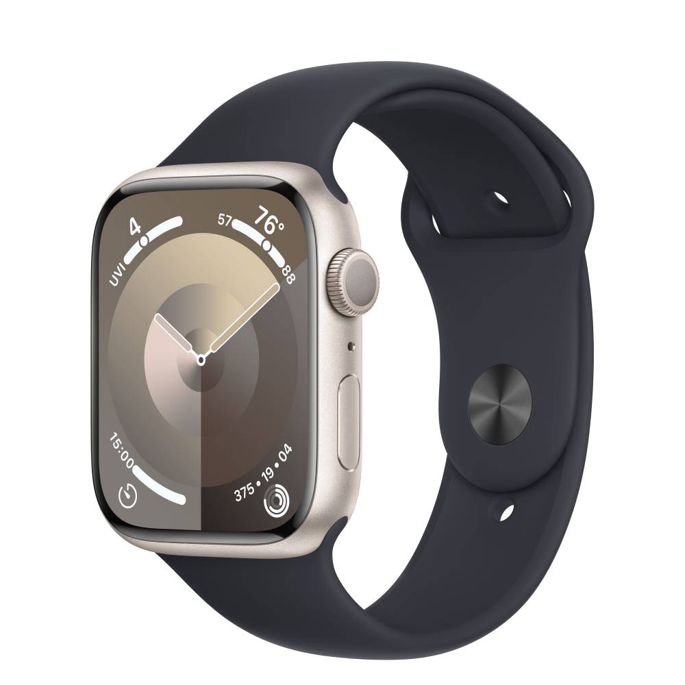 Apple Watch 9 Aluminum Starlight 45mm Midnight band