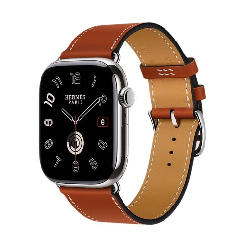 Ремешок Hermès Single Tour из кожи Swift 46mm для Apple Watch - Красно-коричневый (Cevre)