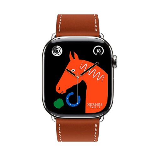 Ремешок Hermès Single Tour из кожи Swift 46mm для Apple Watch - Красно-коричневый (Cevre)