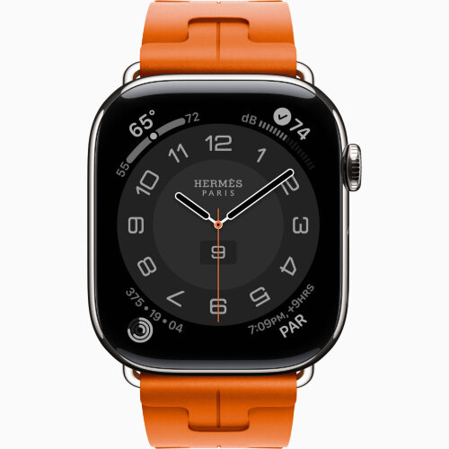 Apple Watch Hermes Series 12 46mm, спортивный ремешок Kilim оранжевый