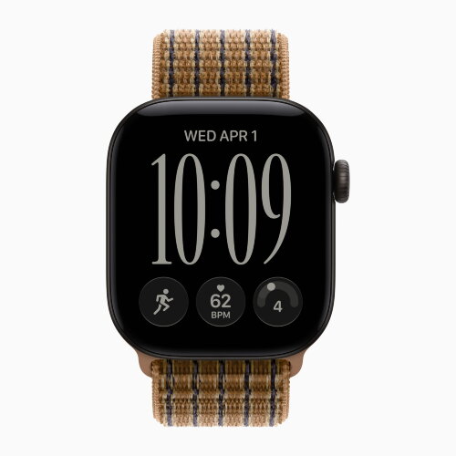 Apple Watch Series 12 42mm, Black Aluminum Case with Sport Loop - Light Umber Plaid
