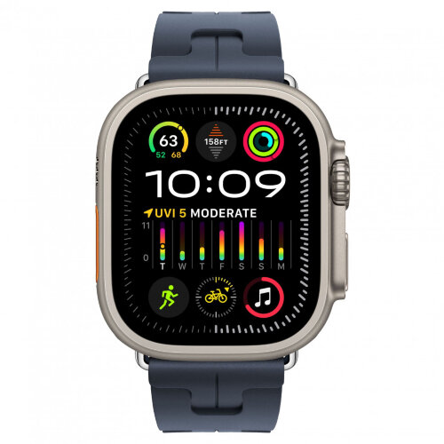 Apple Watch Ultra 3 49mm Titanium, спортивный ремешок Hermes Kilim синий