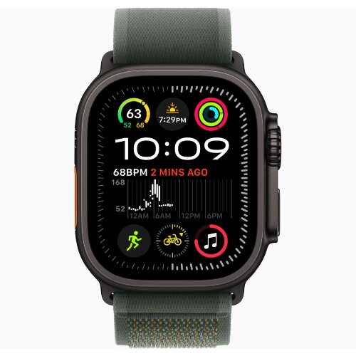 Apple Watch Ultra 2 49mm Black Titanium Case with Green Trail Loop (S/M)