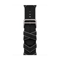 Ремешок Hermes для Apple Watch 46mm Bridon Lisere Single Tour - Черный/Серый (Noir/Gris)