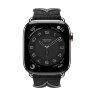 Ремешок Hermes для Apple Watch 46mm Bridon Lisere Single Tour - Черный/Серый (Noir/Gris)