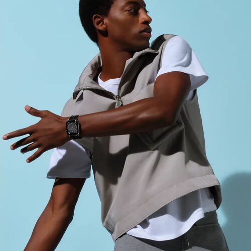 Ремешок Hermes для Apple Watch 46mm Bridon Lisere Single Tour - Черный/Серый (Noir/Gris)