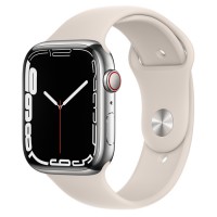 Apple Watch Series 7 45 мм, Стальные серебристого цвета, спортивный ремешок «Сияющая звезда»