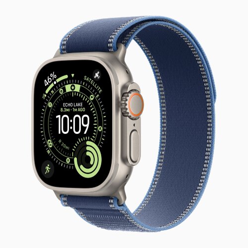 Apple Watch Ultra 3 49mm Titanium Case with Blue/Bright Blue Trail Loop (M/L)