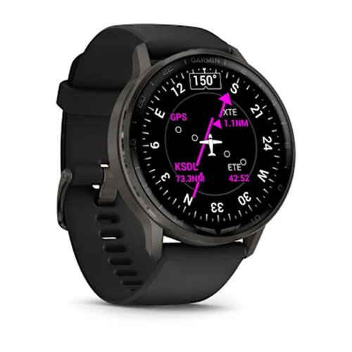 Умные часы Garmin D2 Air X15 45mm, Slate, Black Silicone Band
