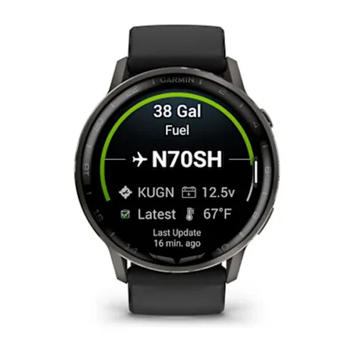 Умные часы Garmin D2 Air X15 45mm, Slate, Black Silicone Band