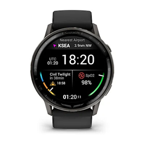 Умные часы Garmin D2 Air X15 45mm, Slate, Black Silicone Band