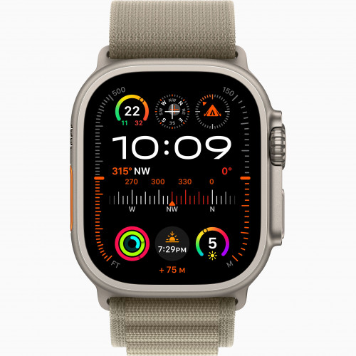Apple Watch Ultra 2 49mm Titanium Case with Olive Alpine Loop (L)