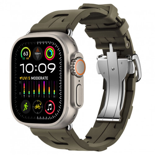 Apple Watch Ultra 3 49mm Titanium, спортивный ремешок Hermes Kilim хаки