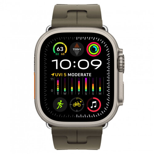 Apple Watch Ultra 3 49mm Titanium, спортивный ремешок Hermes Kilim хаки