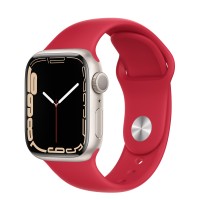 Apple Watch Series 7 41 мм, из алюминия «Сияющая звезда», спортивный ремешок Красный