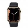 Apple Watch Series 7 41 мм, золотая нержавеющая сталь, браслет из кожи «Тёмная ночь»