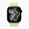 Apple Watch Series 11 46mm, Jet Black Aluminum Case with Sport Loop - Neon Yellow