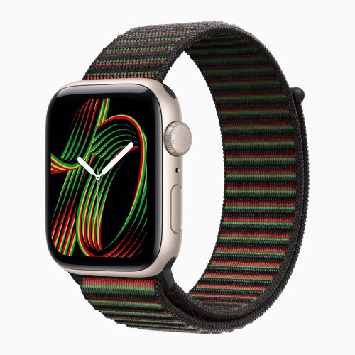 Apple Watch SE 3 40mm, Starlight Aluminum Case with Sport Loop - Black Unity - Unity Rhythm
