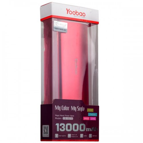 Универсальный внешний аккумулятор Yoobao Magic Wand YB-6016 Power Bank 13000 mAh, малиновый