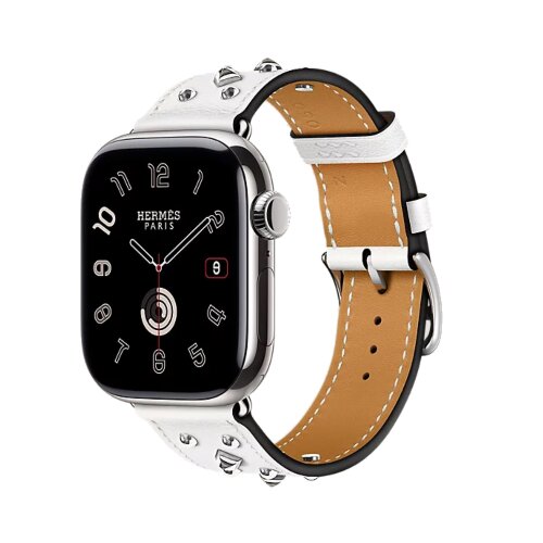 Ремешок Hermès Single Tour Clou Medor Rock из кожи Swift 42mm для Apple Watch - Белый (Blanc)