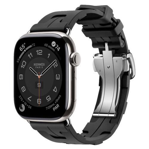 Apple Watch Hermes Series 12 46mm, спортивный ремешок Kilim черный